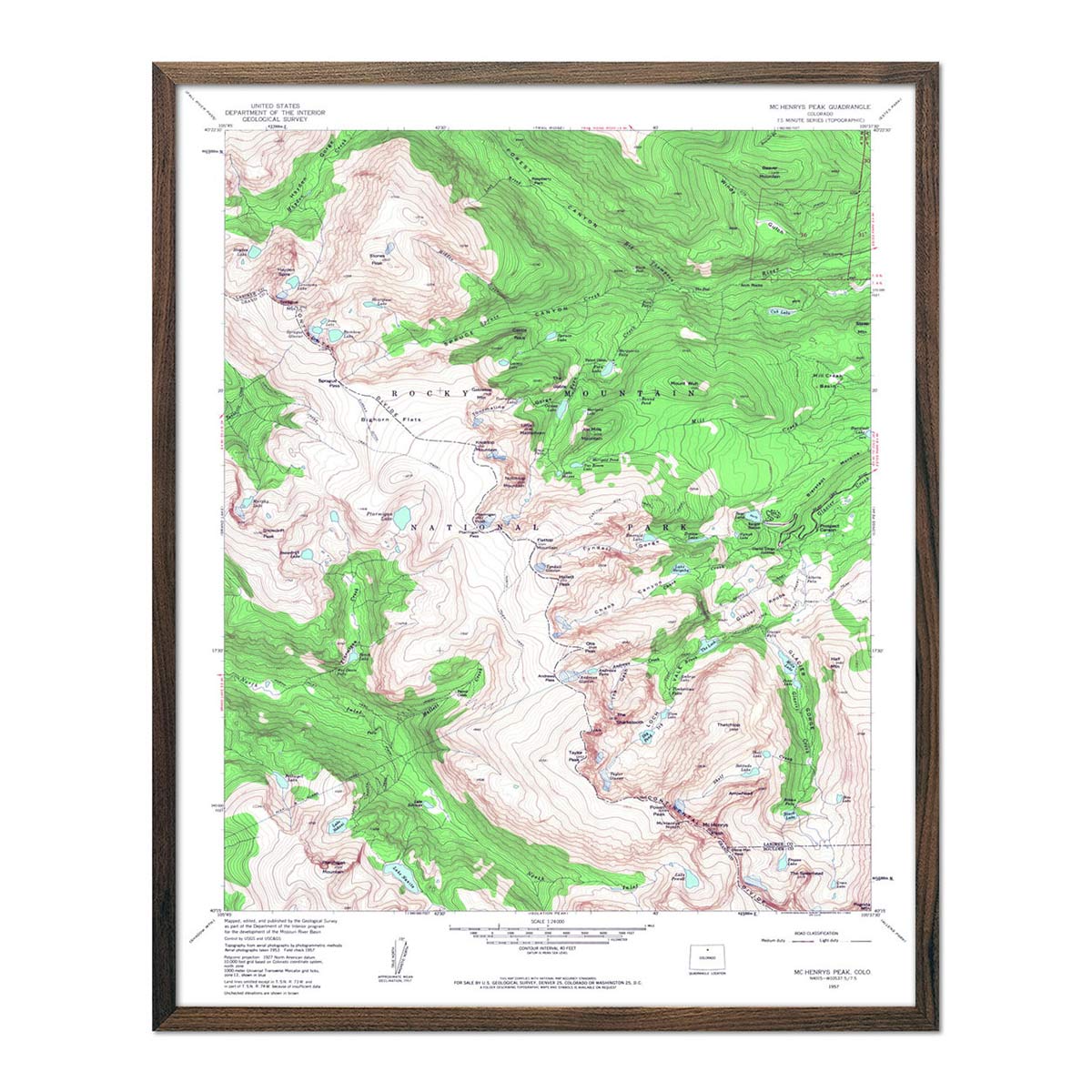 Rocky Mountain National Park Map 1957