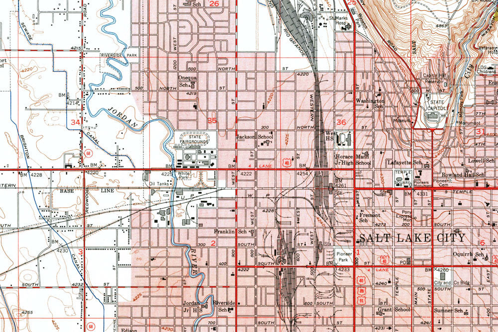 Salt Lake City, UT 1953 USGS Map - Muir Way