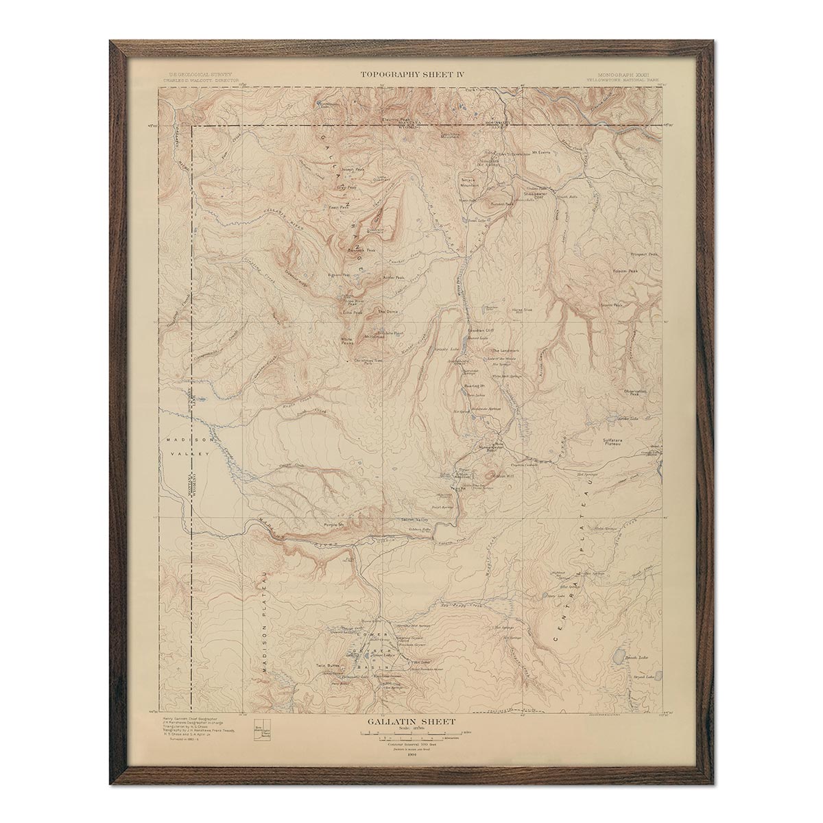 Gallatin 1904 Yellowstone Topographic Map 