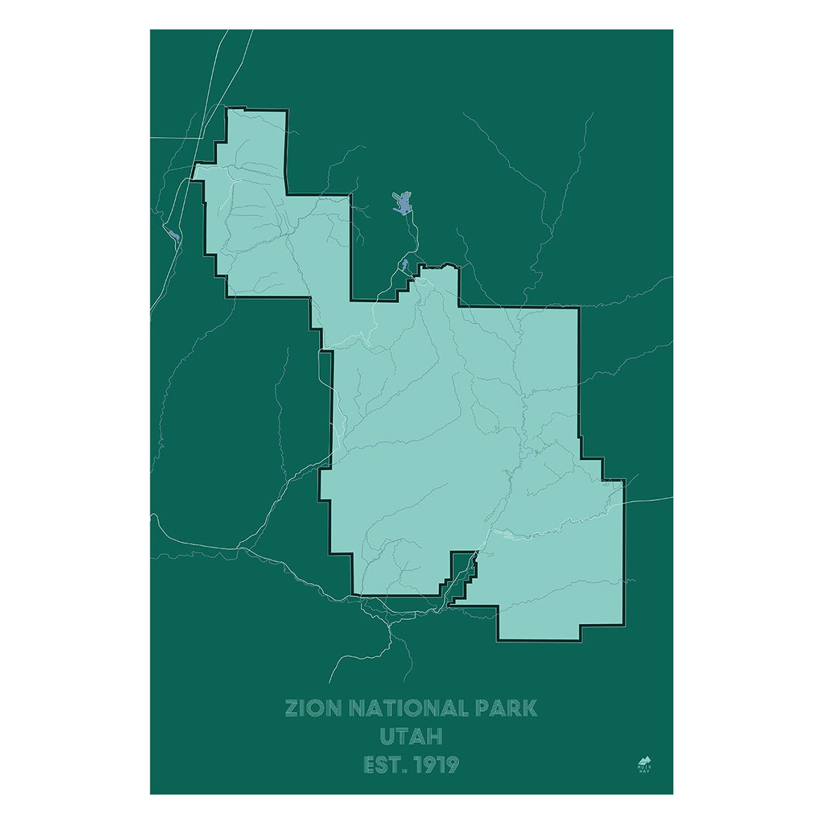 Zion National Park Poster Zion National Park Map Muir Way