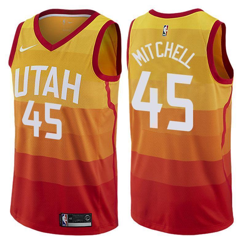 Utah Jazz #45 Donovan Mitchell City Red 