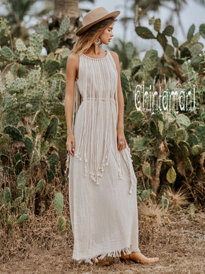 off white boho maxi dress