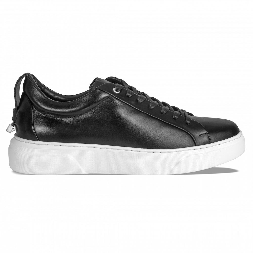 Flangesio Fashion Classic Black Men Leather Sneakers Casual Soft