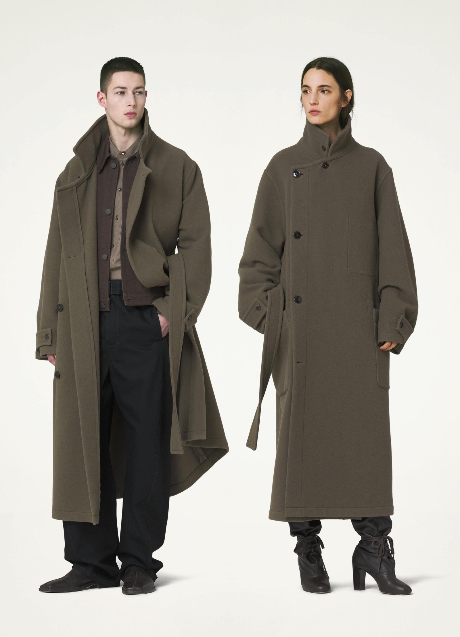 coat, oversized coat, wool coat, long coat, wide-leg pants, high