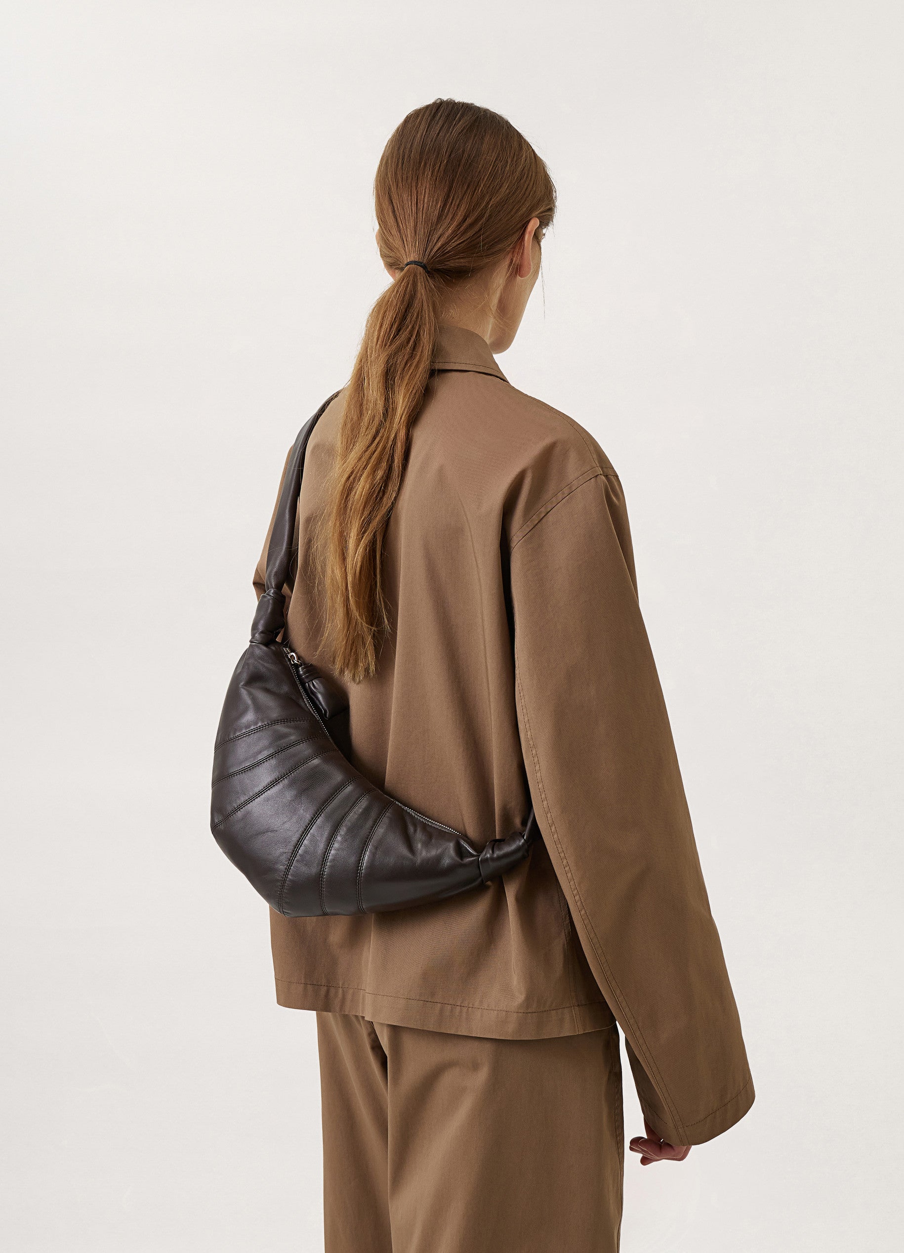 Small Croissant Bag - Dark Chocolate Leather | LEMAIRE - Lemaire-USA