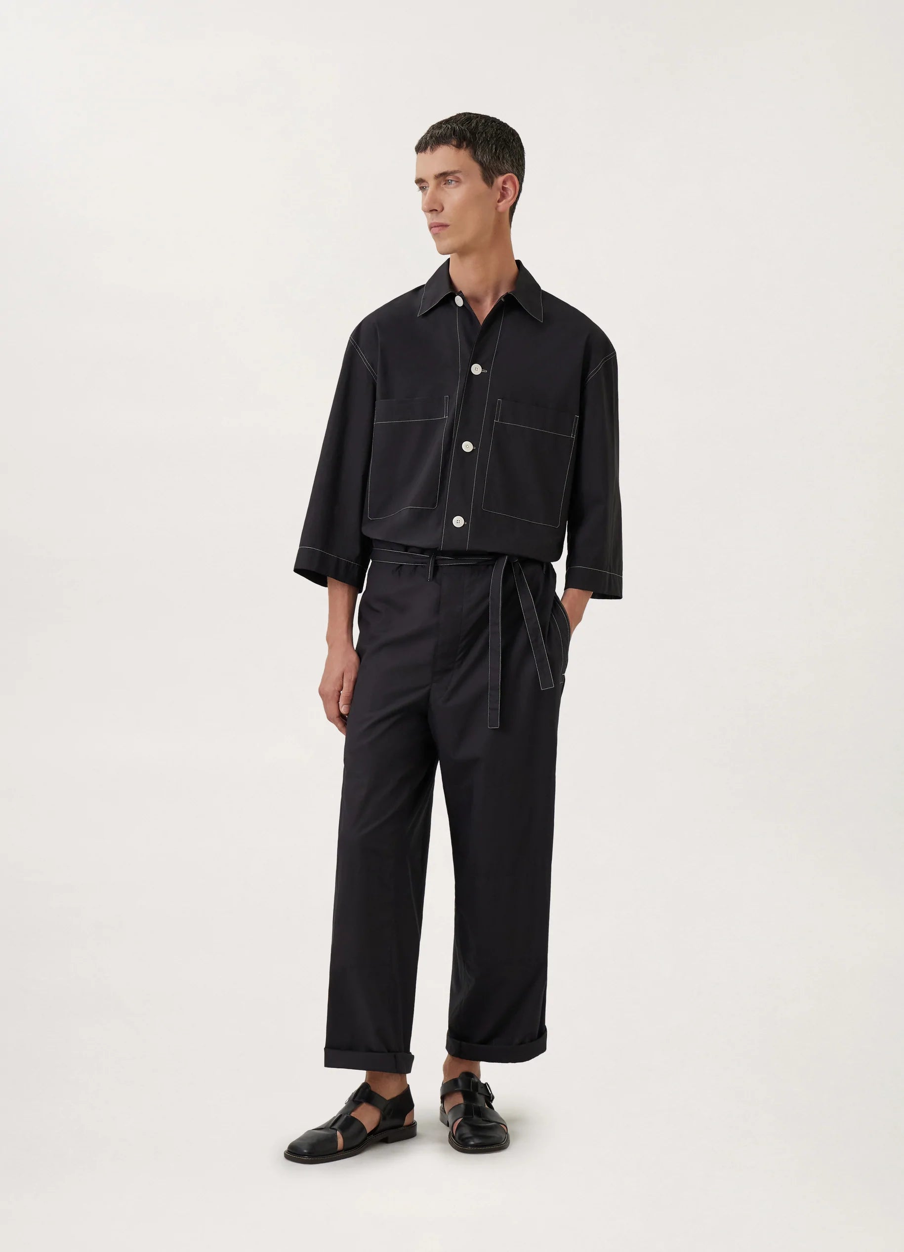 Boxy Military Shirt - Black | LEMAIRE - Lemaire-USA