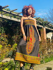 Portrait photograph of Black Sunshine Dashiki Dress/Skirt | One Wear Freedom Clothing Rental