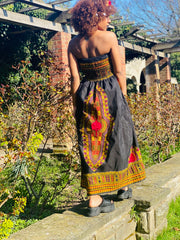 Portrait photograph of Black Sunshine Dashiki Dress/Skirt | One Wear Freedom Clothing Rental