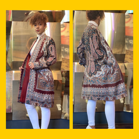 Two Photos of the Jacquard Pashmina Coat