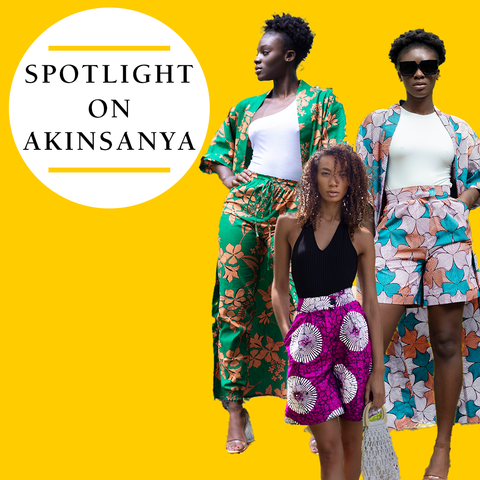 Spotlight on AKINSANYA title image with 3 models in original AKINSANYA designs