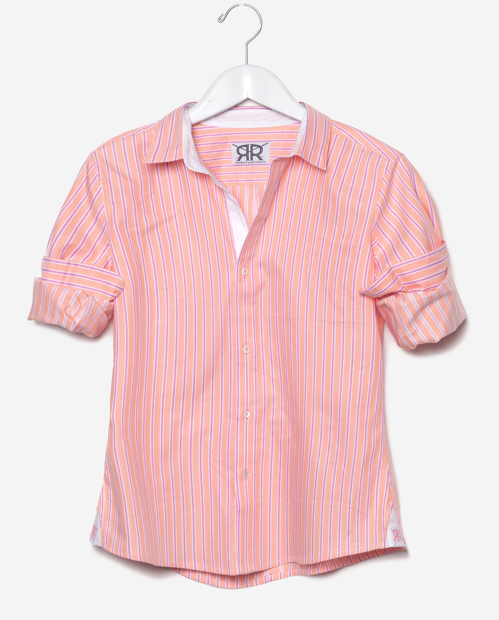 Tailored Shirt - Peach and Pink Stripe Women's Button Down by Double R ...