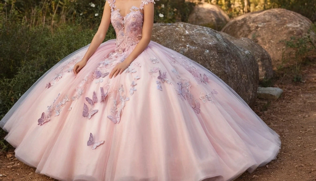 Butterfly Appliqued Ball Gown