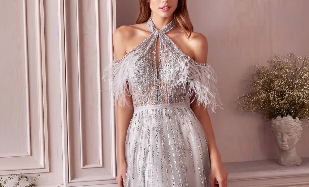 Feathered Anastasia Prom Gown