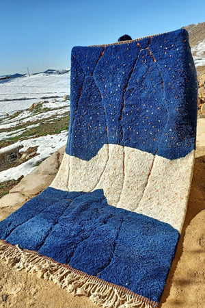 Cobalt blue Modern Moroccan rug