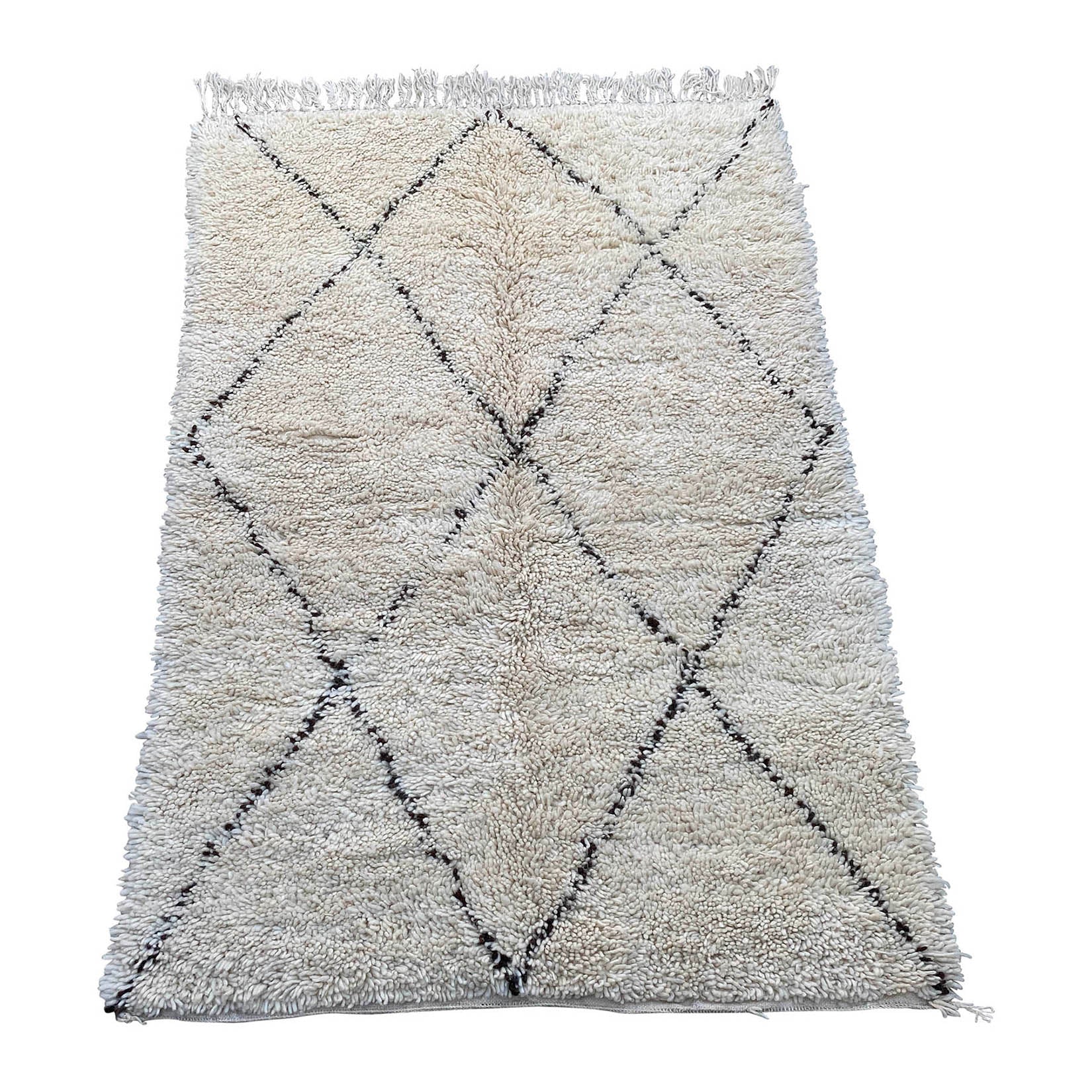 White high pile Moroccan trellis rug