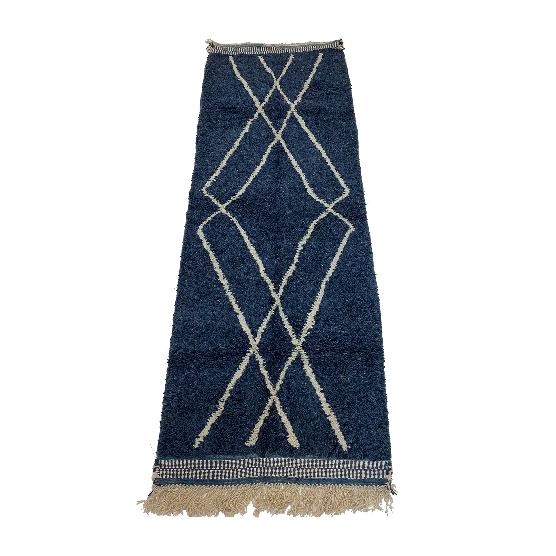 Navy blue Beni Ourain style Moroccan runner rug