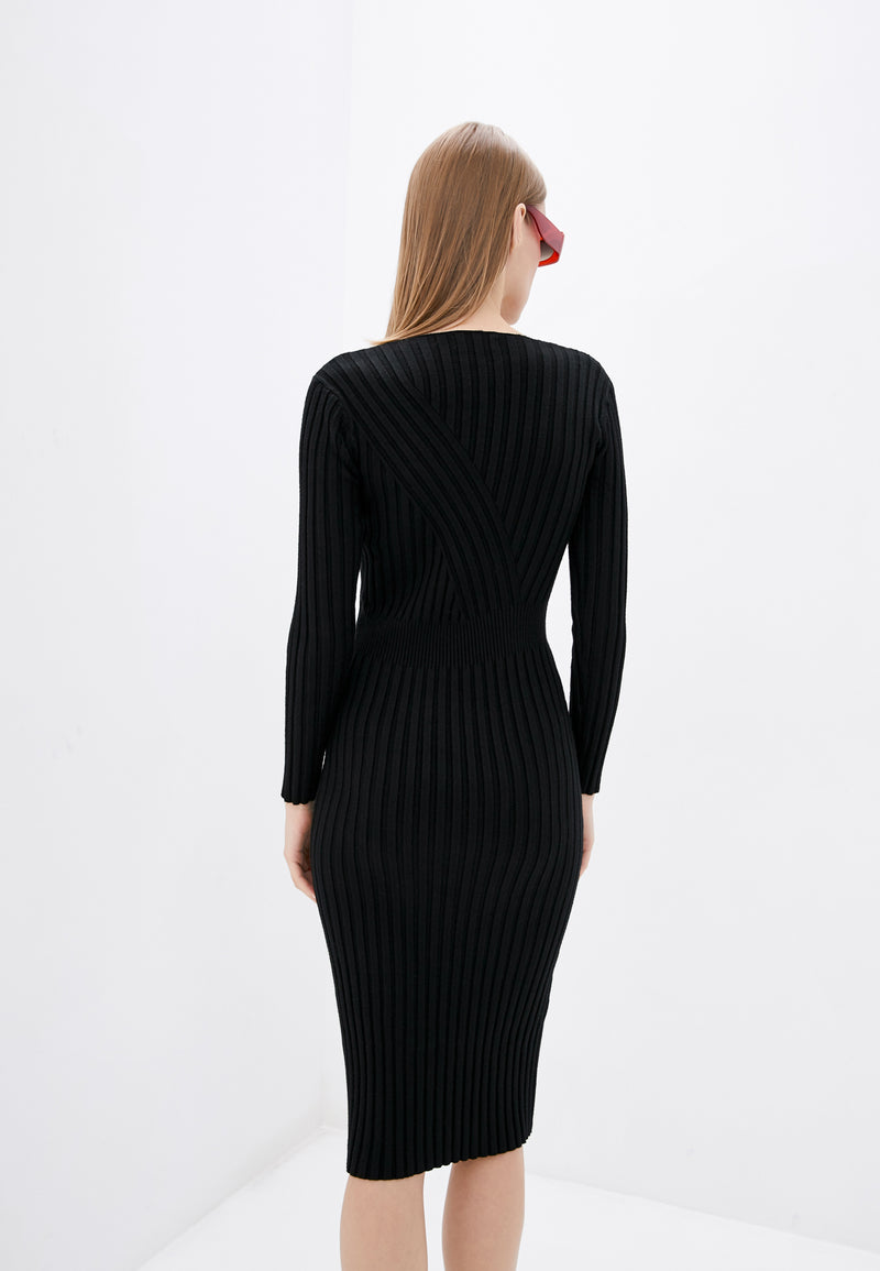 Black Sweater Dress Ultra Soft Max Stretch Knitted Winter Warm Cotton –  DASTI