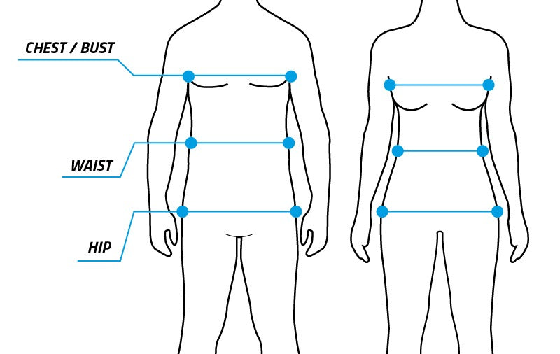 Size guides for women, men, and unisex