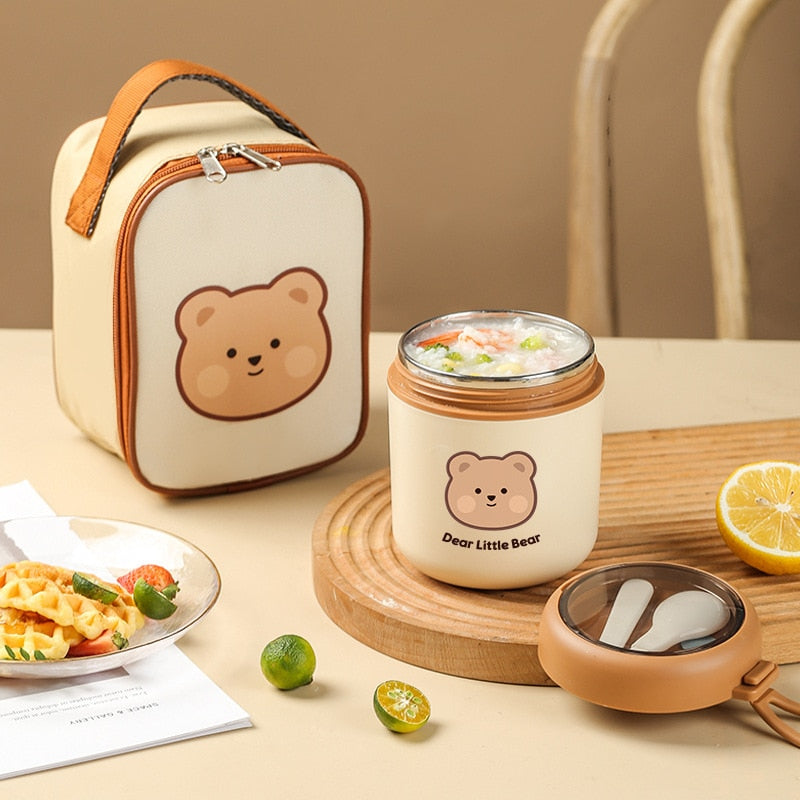 Stackable Bento Box Kids Cute Bear Leakproof Lunch Containers For