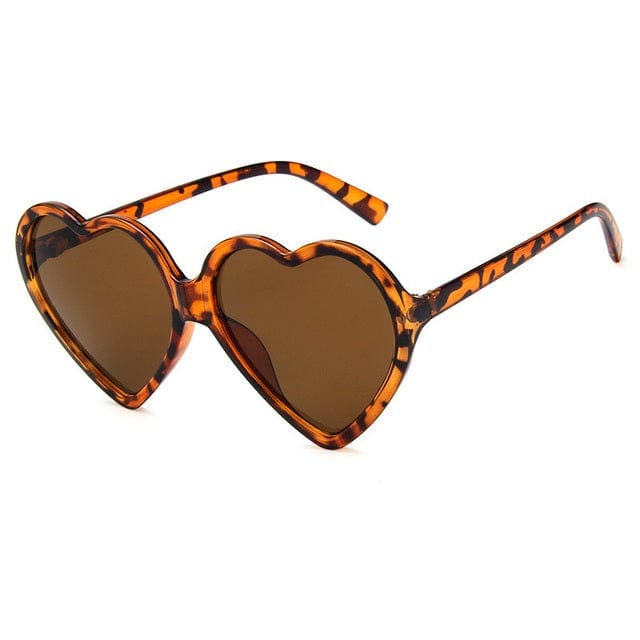 New Love Heart Sunglasses Leopard Tea Clothing and Accessories The Kawaii Shoppu