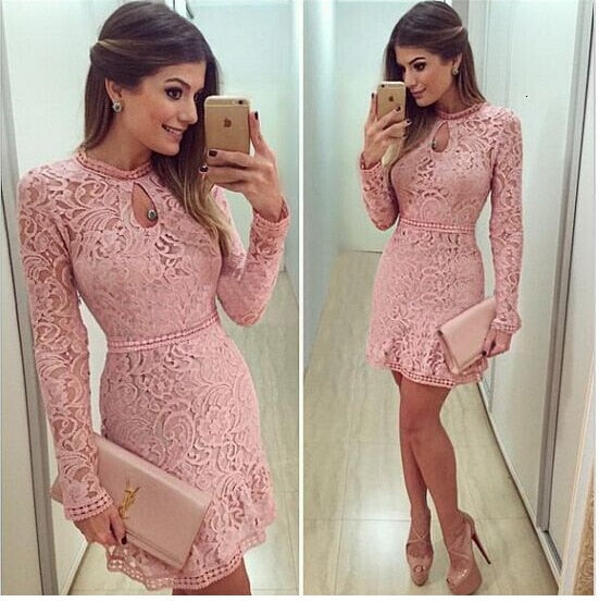 womens pink lace dress