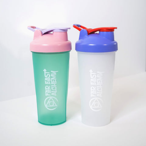 pink and green shaker with a white blue and red shaker far east alchemy