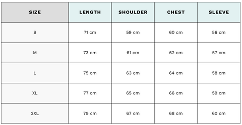 Classic hoodie size guide