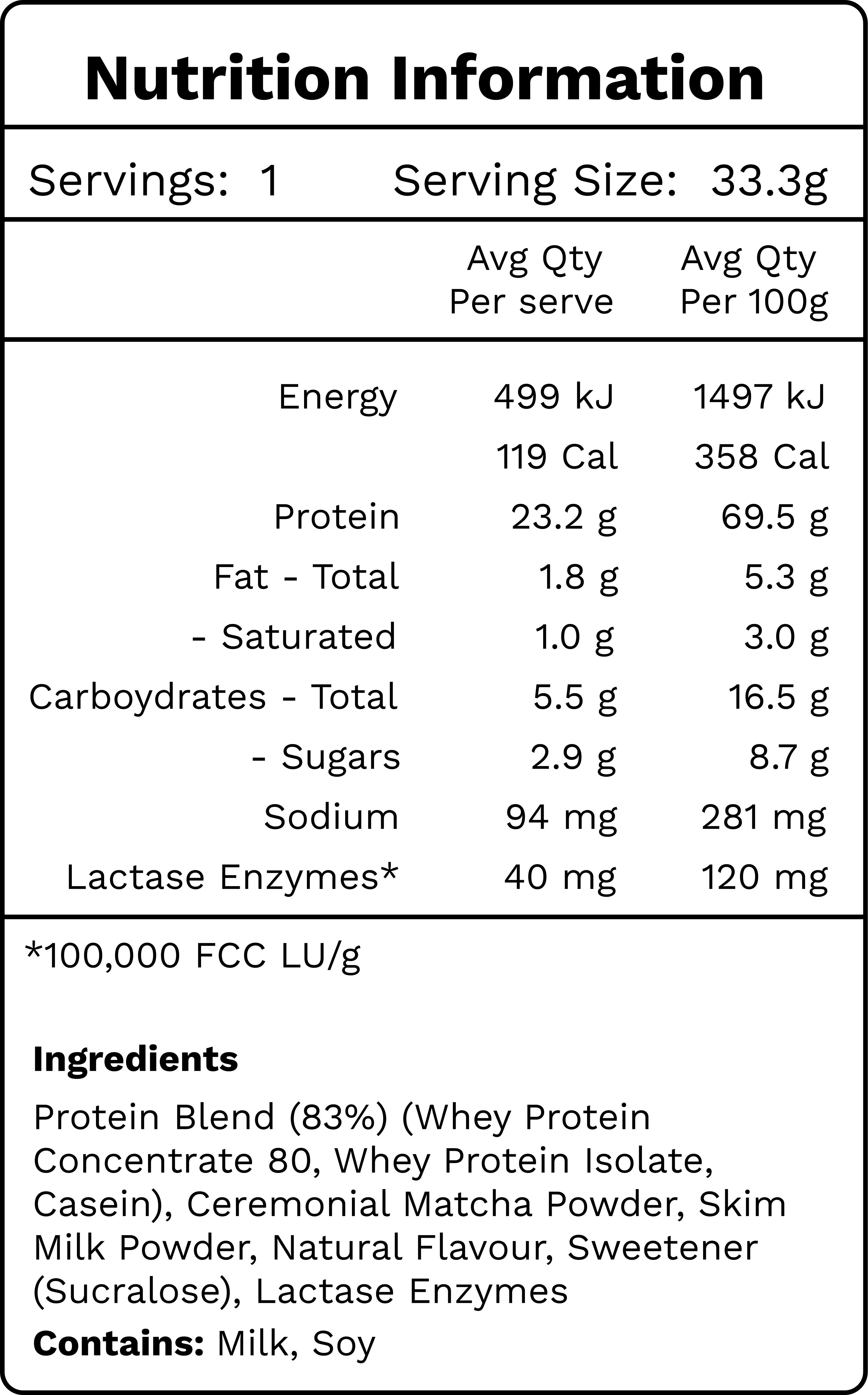 Matcha Latte Tea Protein Nutrition