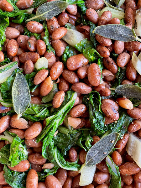 Brown butter sage Cranberry beans with chard