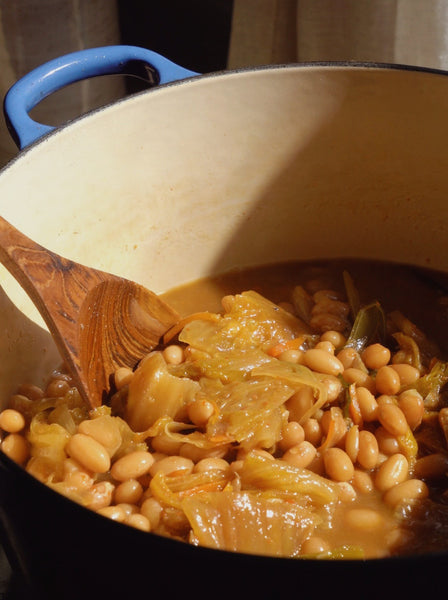 Spicy kimchi bean stew with Primary Beans Mayocoba beans