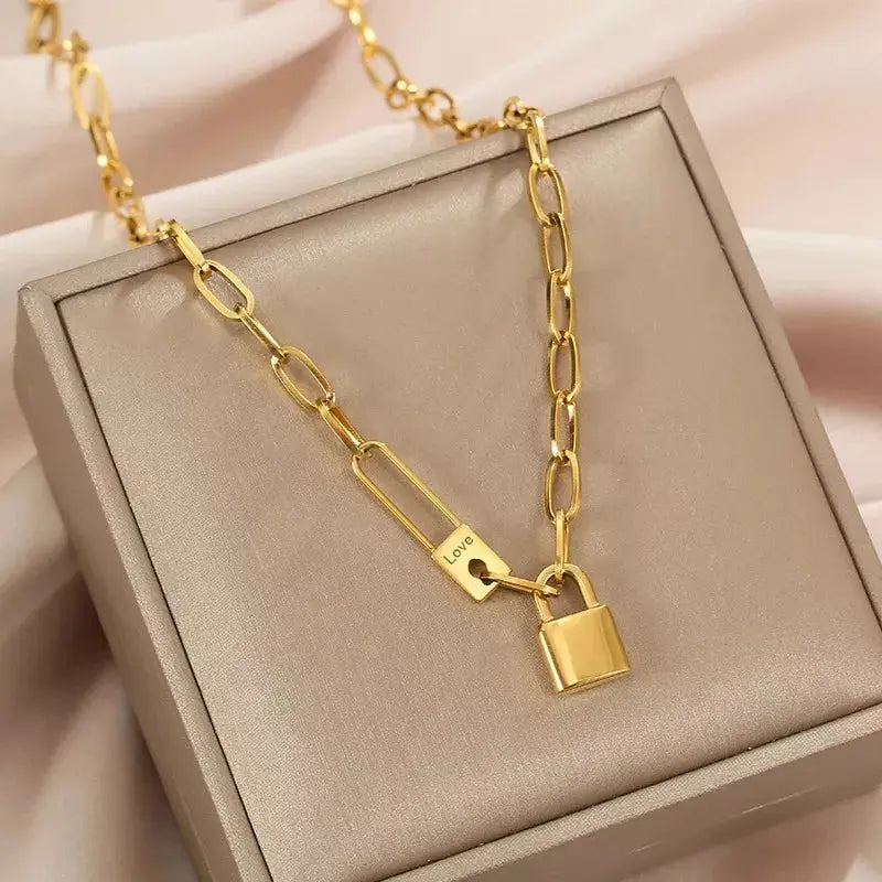 LOCKED IN LOVE- gold lock necklace