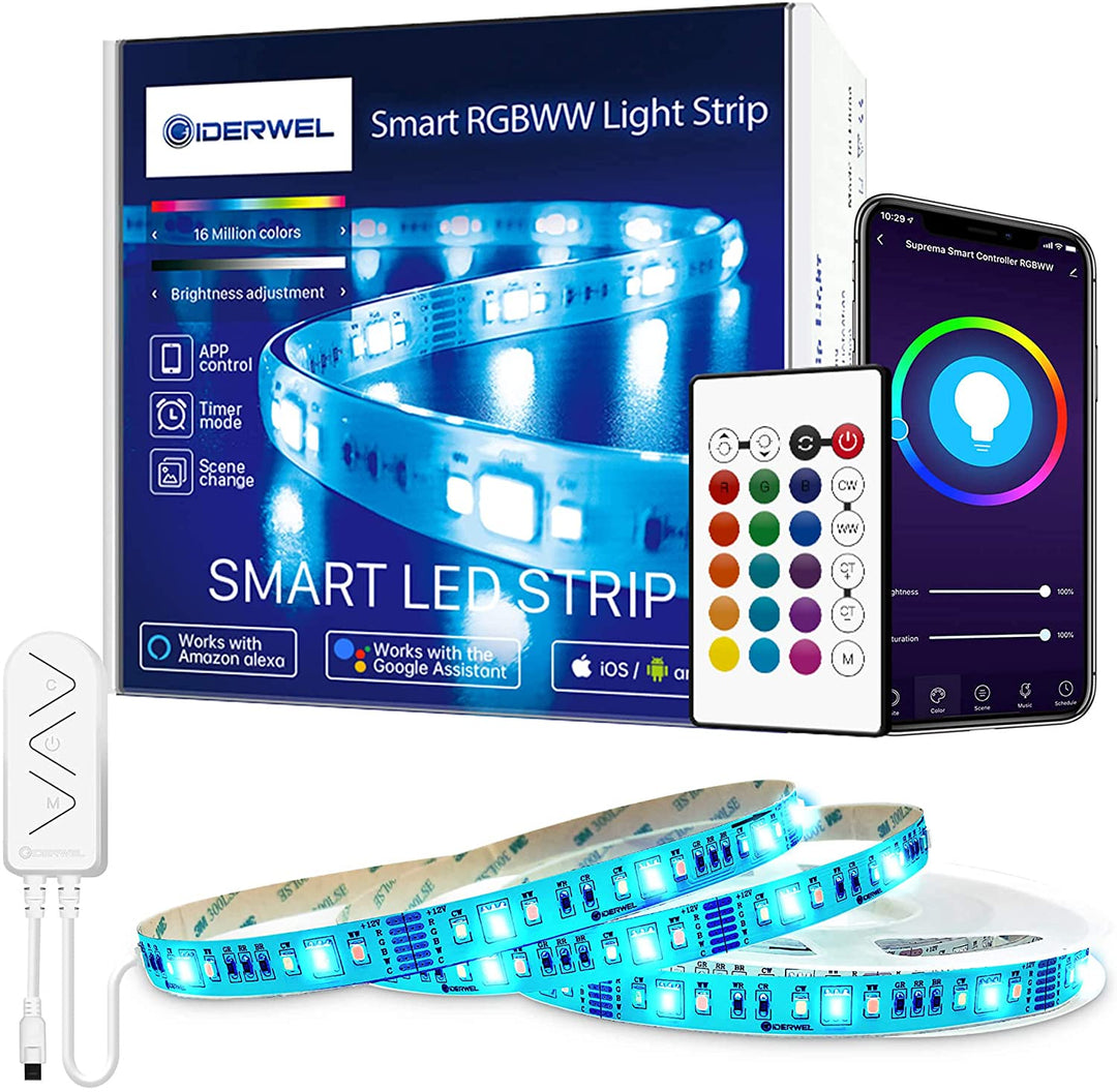 10m 5050 RGB LED Stripe Smart WiFi APP Télécommande Guirlande Lumineuse 300  LED Fonctionne avec Alexa Google Asistant Prise US