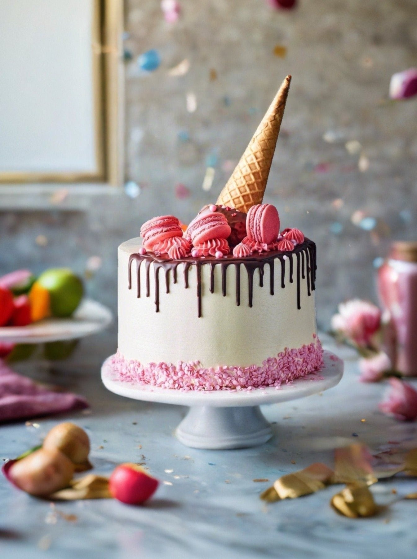 Ice Cream Cone Drip Cake