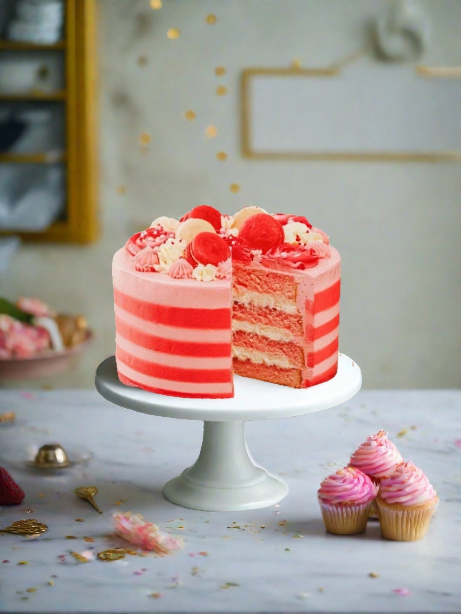 Pink Candy Stripe Gateau