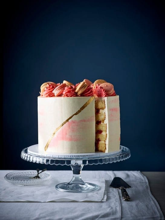 Gold Leaf & Pink Marble Wedding Cake Package (Vanilla Sponge)