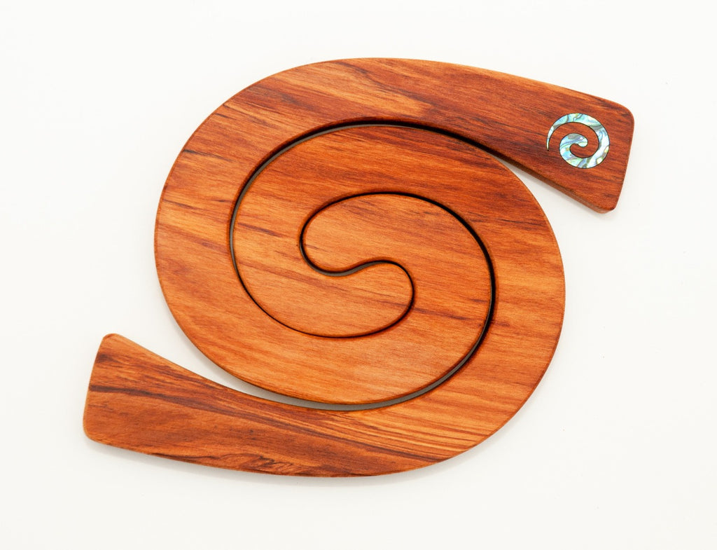 Rimu Wood 2 in 1 Tablemats with Paua Inlay - Koru – Souvenir Factory Shop