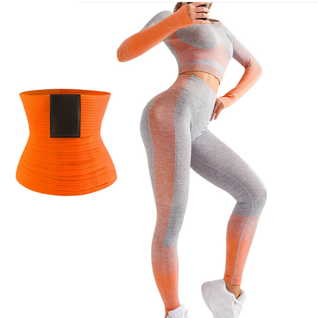 Elastic Orange Long Sleeves Crop Top And Sports Pants For Running Girl –  Snatch Bans