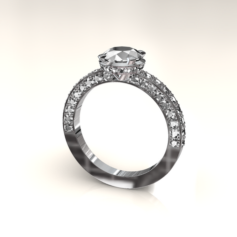 High end designer engagement ring with 1 ct lab grown diamond 