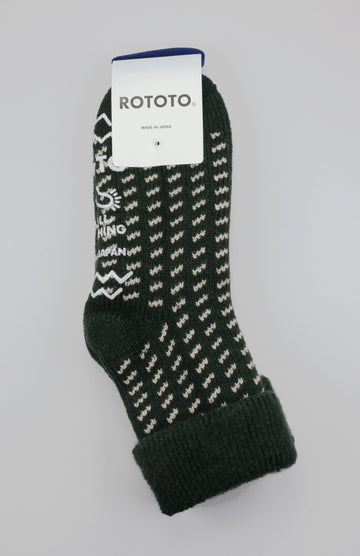 RoToTo, Comfy Room Socks Blue Green/Charcoal