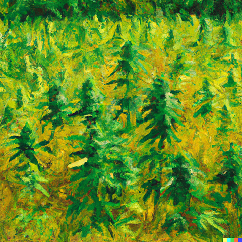 painting of field of cannabis plants