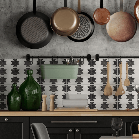 stella tile in native style in charcoal in kitchen backsplash