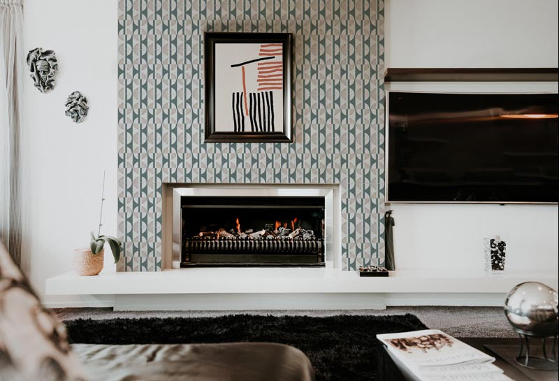 modern tiled fireplace