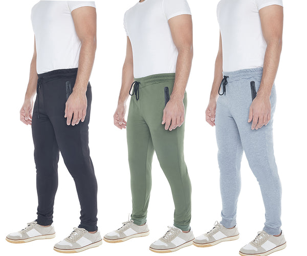 Men's 3-Pack Active Athletic Workout Jogger with Zipper Pocket and