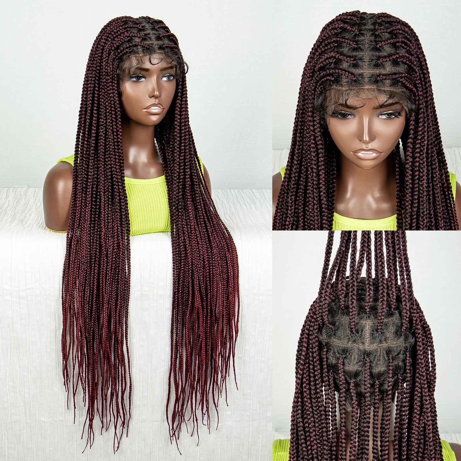 Synthetic Preplucked Box Full Lace Braided Wig