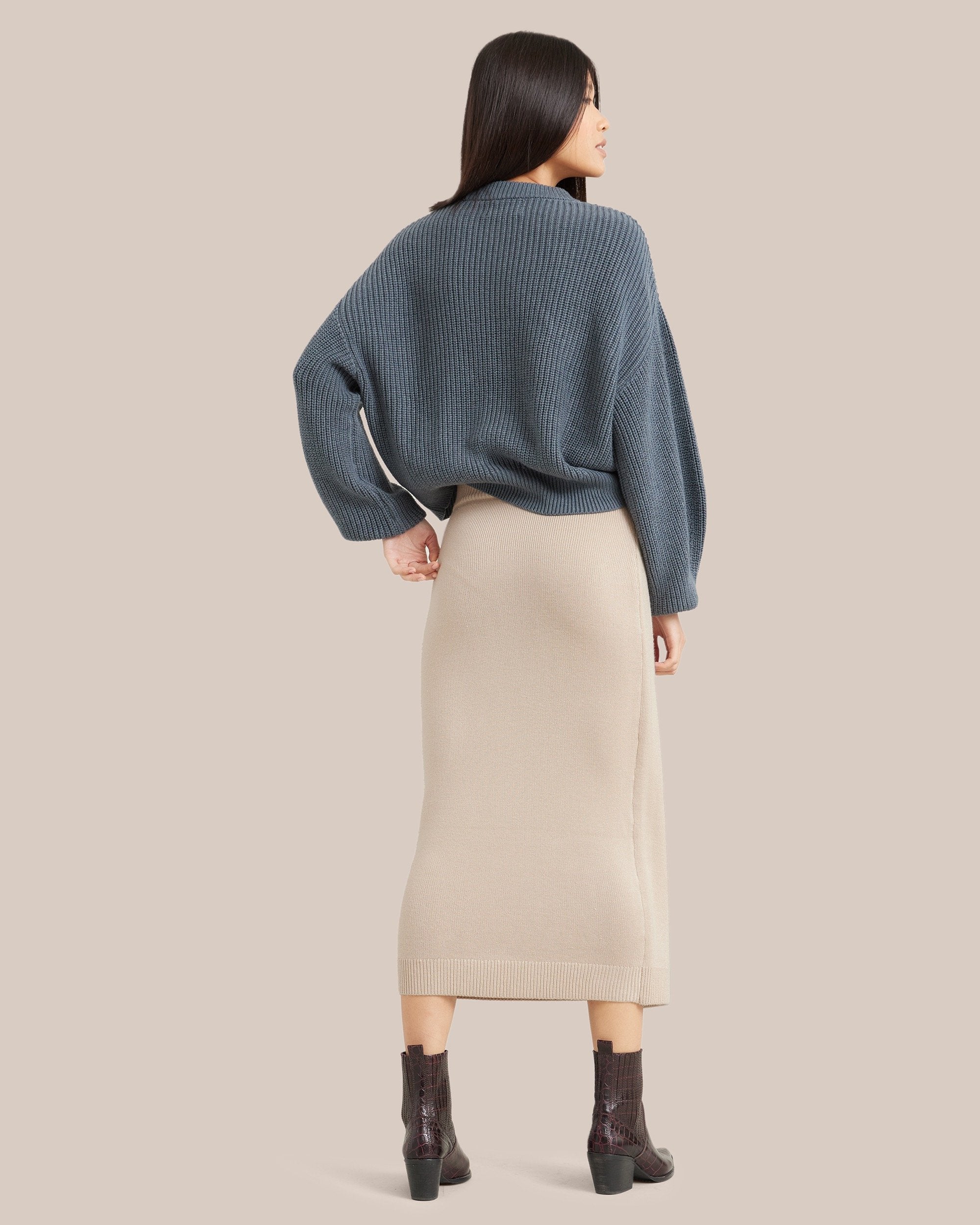 Annie Faux Wrap Midi Skirt