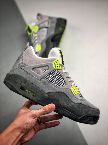 grey and neon jordan 4