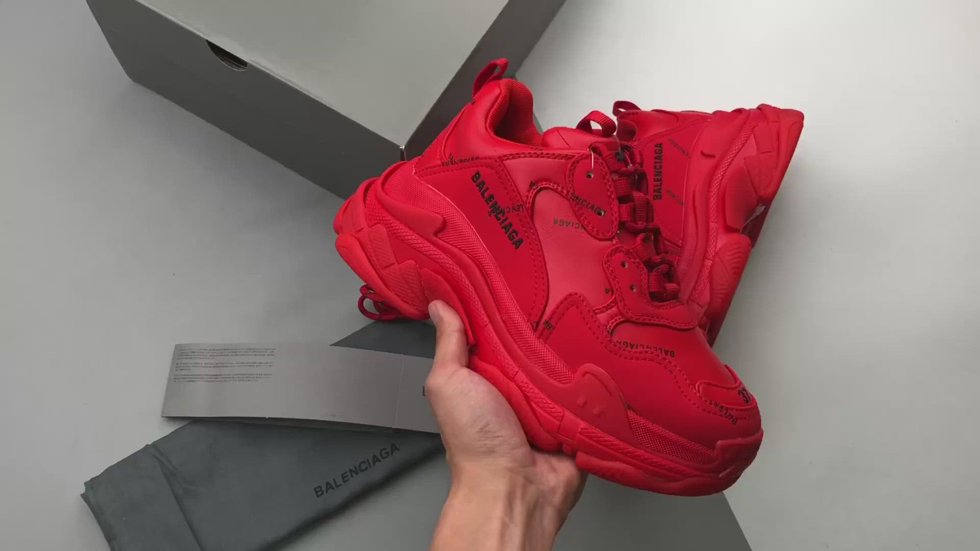 balenciaga triple s allover logo red