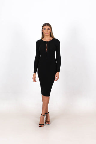 midi black dress formal