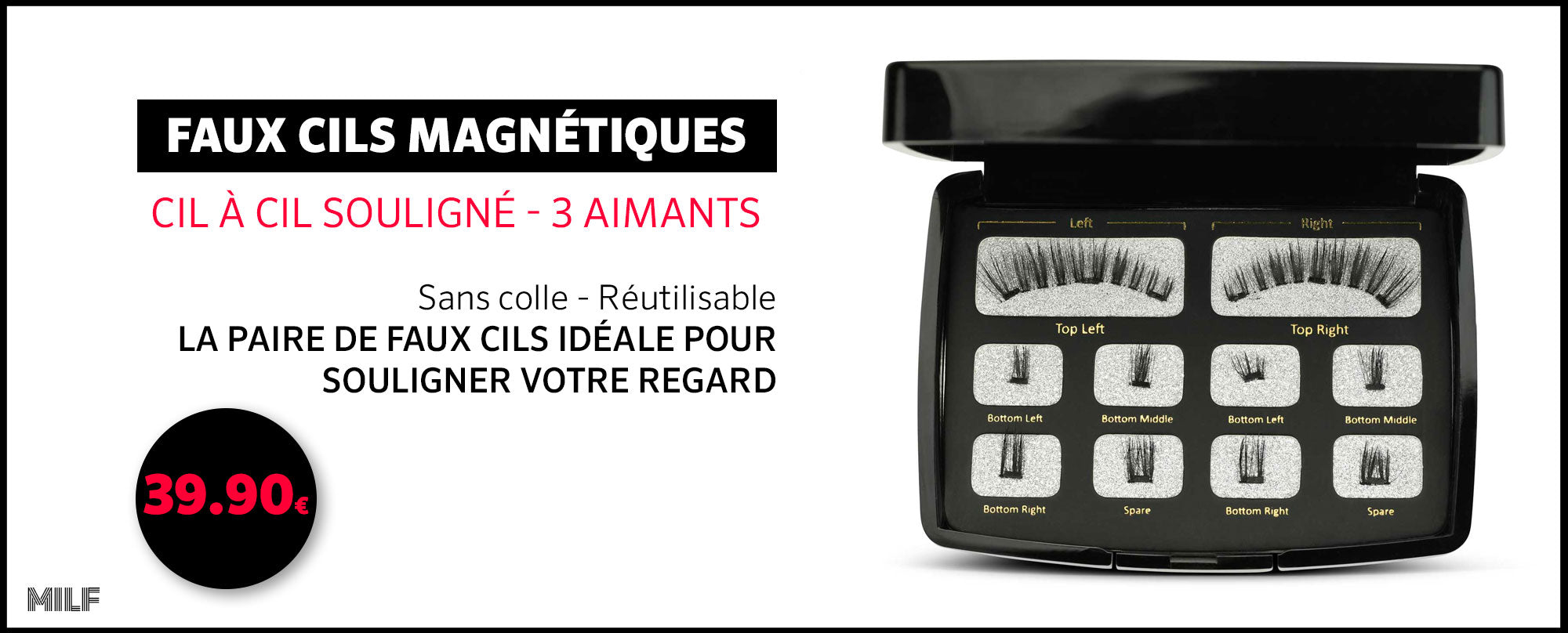 Boite de faux cils magnétiques avec les accessoires 