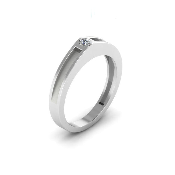 silver band ring with diamonds